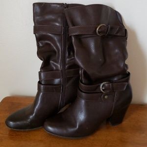 Mid Calf Leather Boots